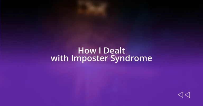 How I Dealt with Imposter Syndrome