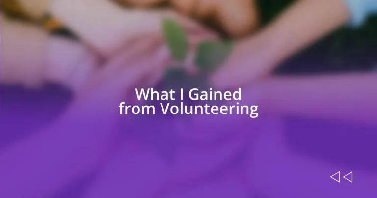 What I Gained from Volunteering