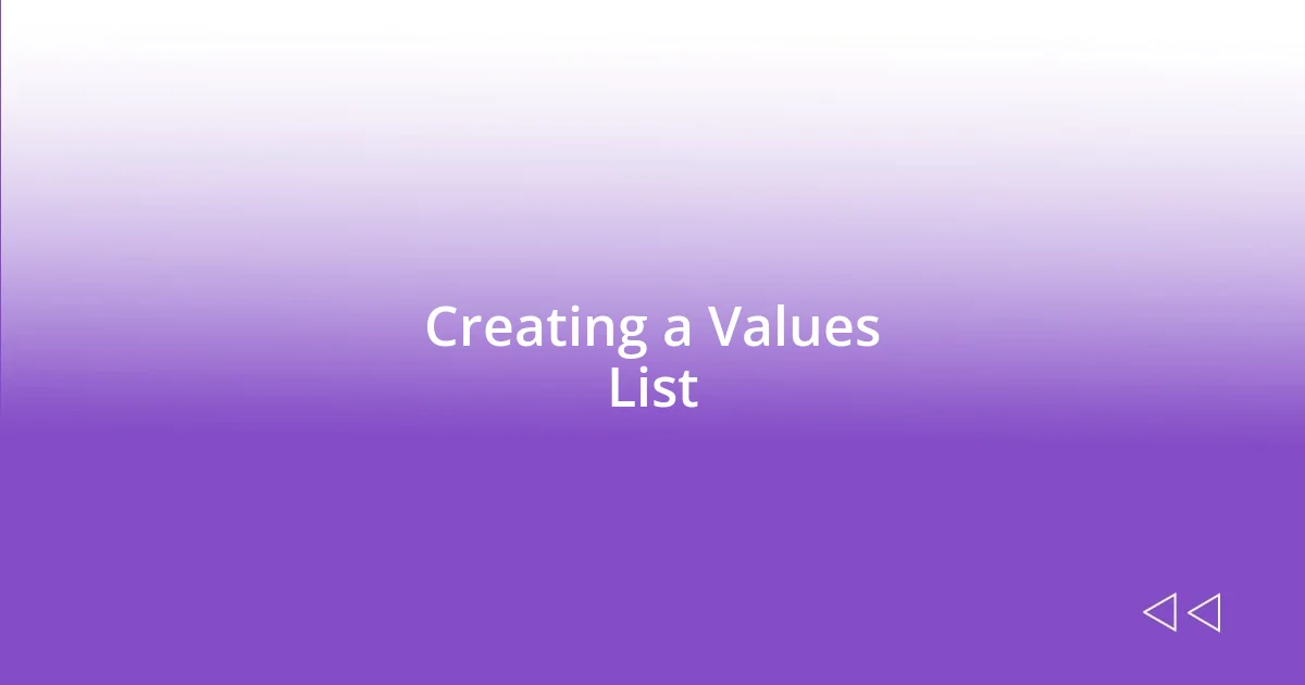 Creating a Values List