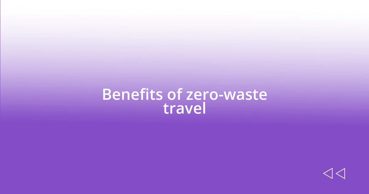Benefits of zero-waste travel