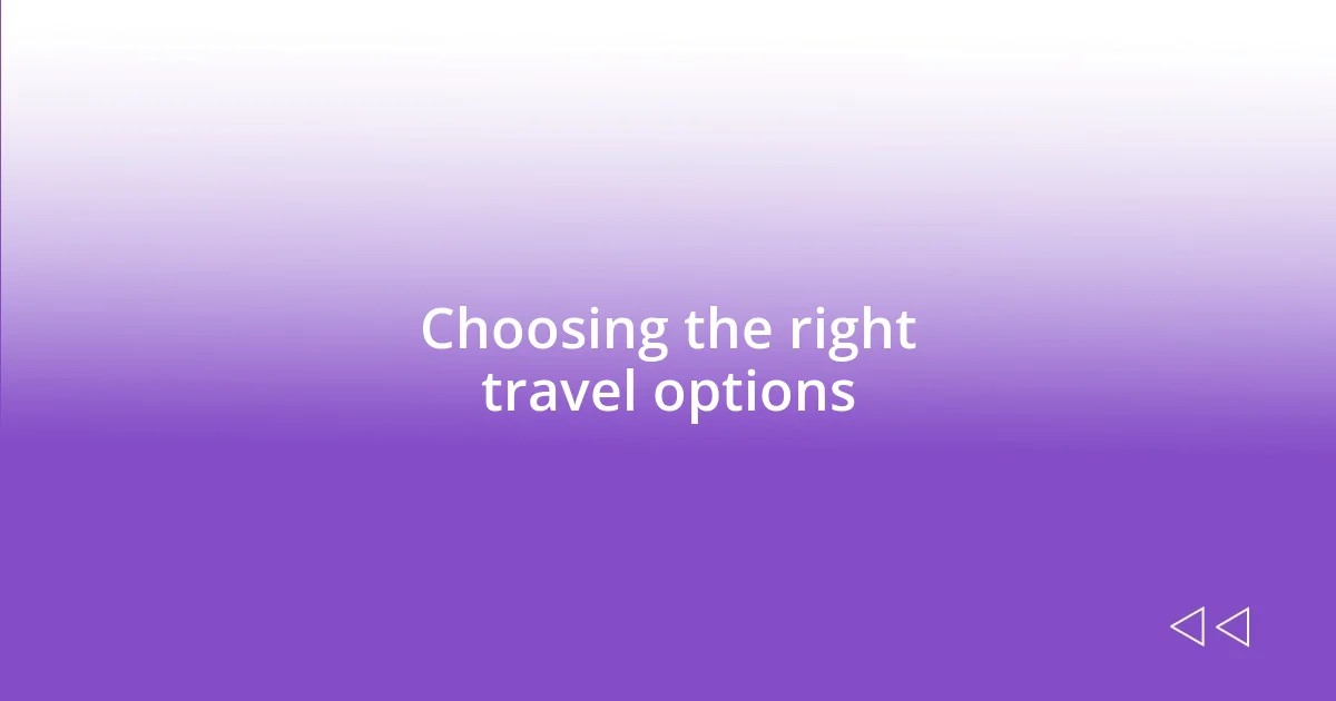 Choosing the right travel options