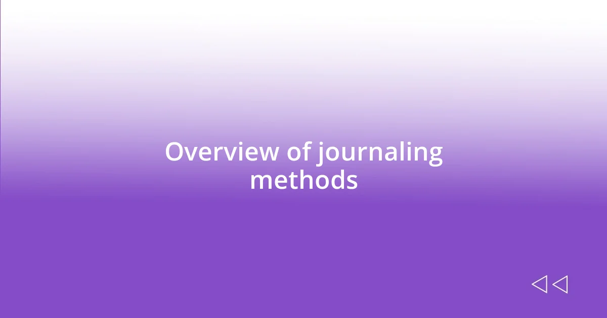Overview of journaling methods