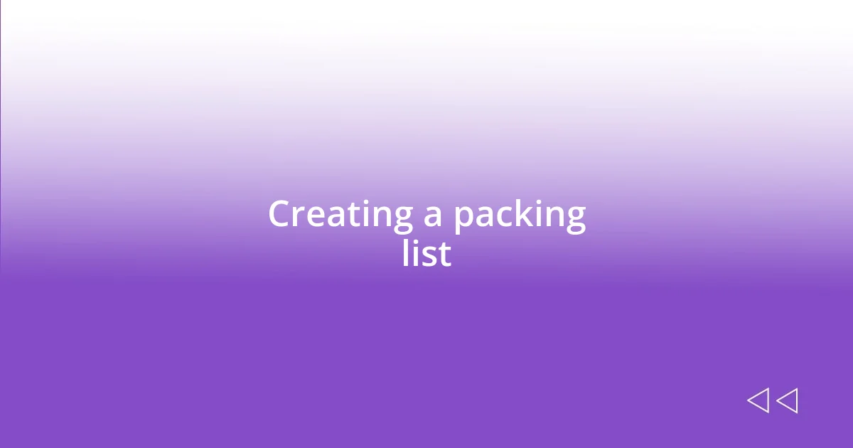 Creating a packing list