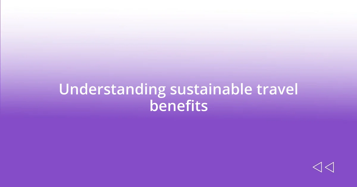Understanding sustainable travel benefits