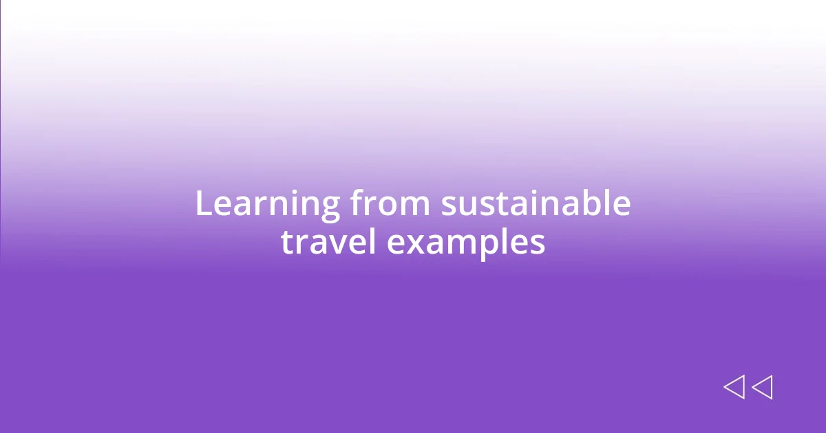 Learning from sustainable travel examples