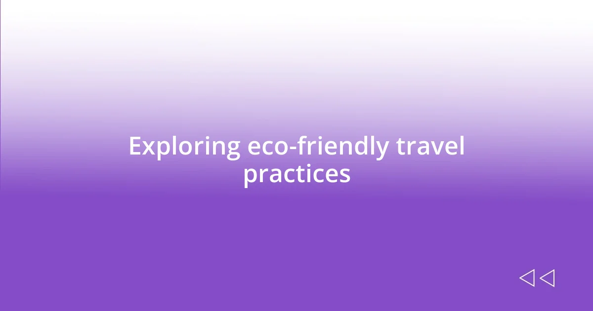 Exploring eco-friendly travel practices